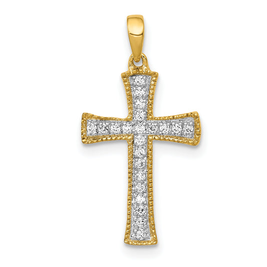 14k Yellow Gold 1/10 Ct. Lab Grown Diamond VS/SI+ G+ Cross Pendant