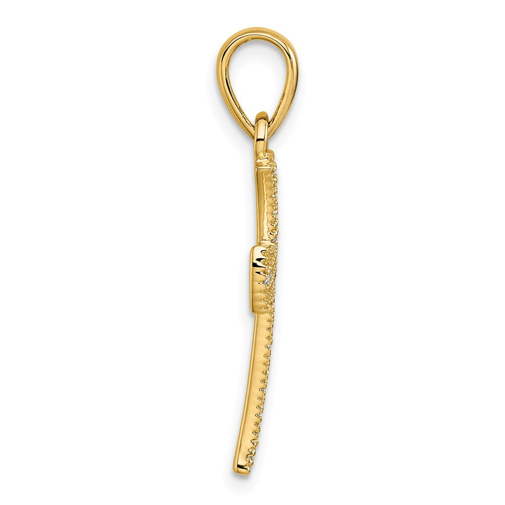 14K Yellow Gold 1/4 Diamond Cross Pendant