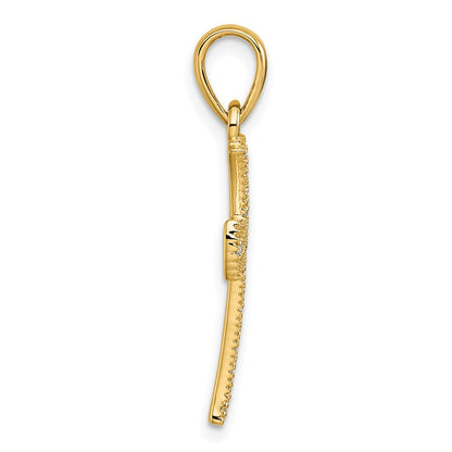 14K Yellow Gold 1/4 Diamond Cross Pendant