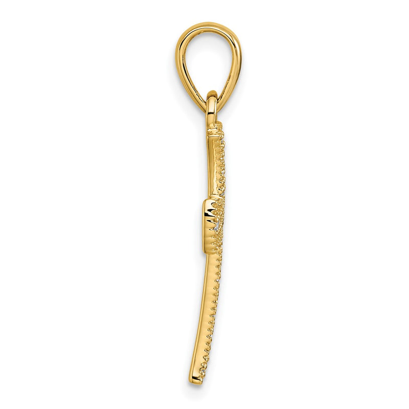 14K Yellow Gold 1/4 Diamond Cross Pendant