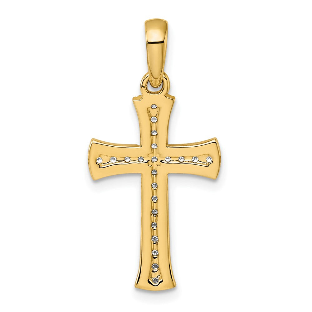 14K Yellow Gold 1/4 Diamond Cross Pendant