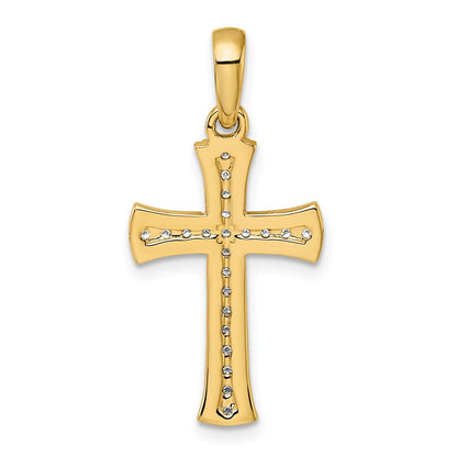 14K Yellow Gold 1/4 Diamond Cross Pendant