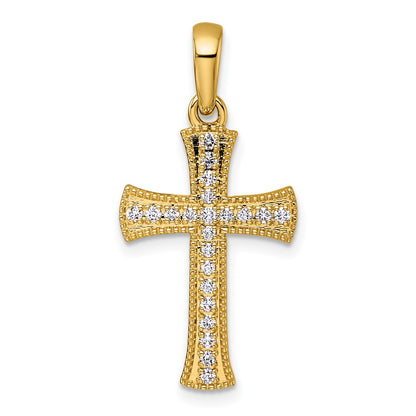 14K Yellow Gold 1/4 Diamond Cross Pendant