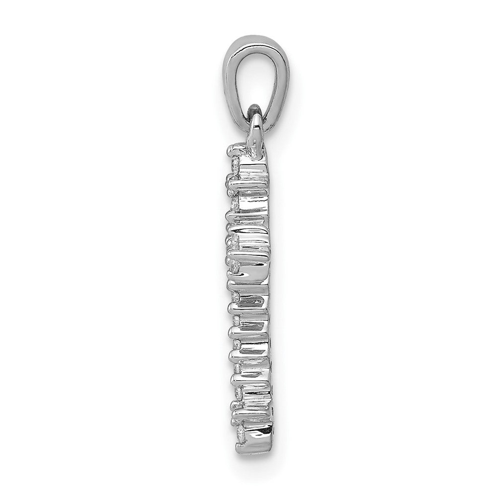 10K White Gold 10K 1/10Ct. Diamond Fleur E Lis Cross Pendant