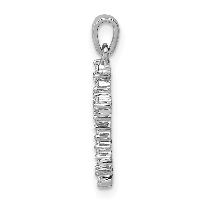 10K White Gold 10K 1/10Ct. Diamond Fleur E Lis Cross Pendant
