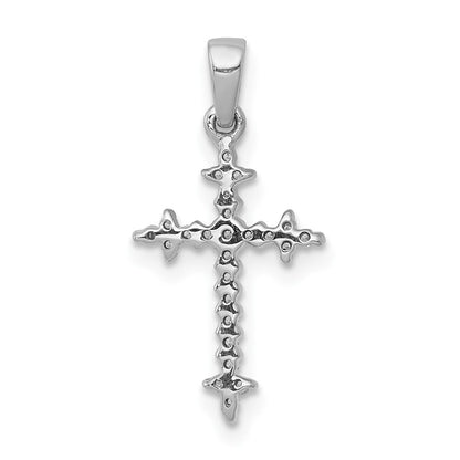 10K White Gold 10K 1/10Ct. Diamond Fleur E Lis Cross Pendant