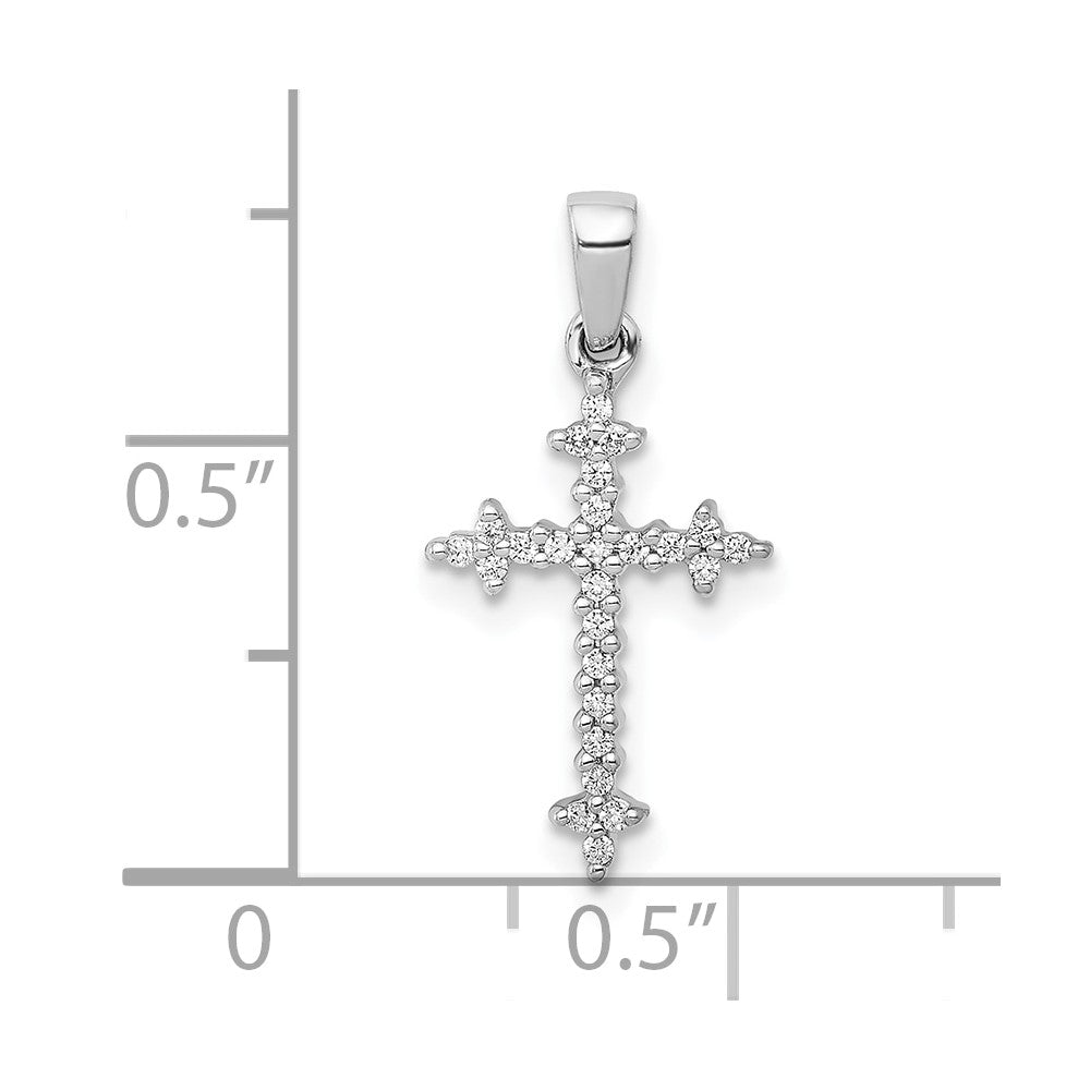 10K White Gold 10K 1/10Ct. Diamond Fleur E Lis Cross Pendant