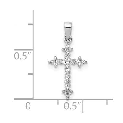 10K White Gold 10K 1/10Ct. Diamond Fleur E Lis Cross Pendant