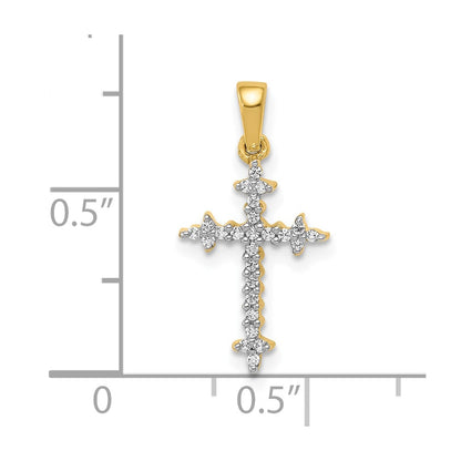 10K Yellow Gold 10K 1/10Ct. Diamond Fleur De Lis Cross Pendant