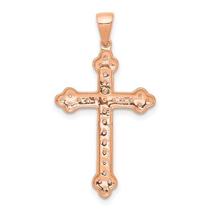 14k Rose Gold & Rhodium Real Diamond Cross Pendant