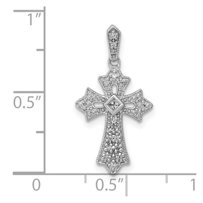10K White Gold 10K 1/10Ct. Diamond Fancy Cross Pendant