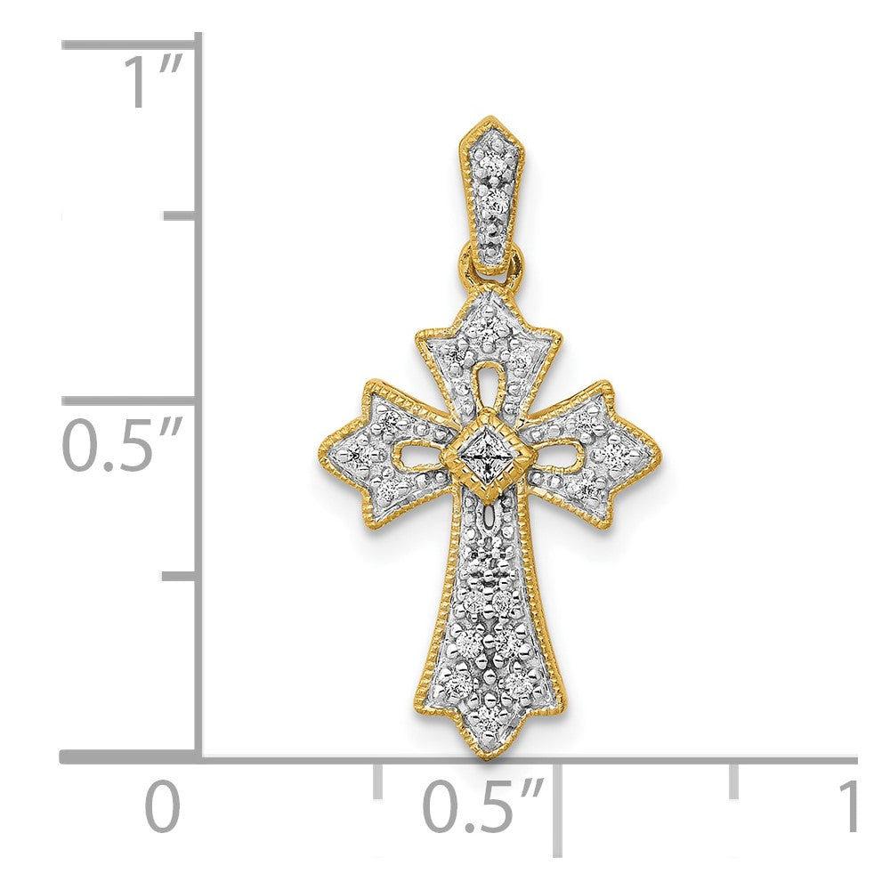 10K Yellow Gold 10K 1/10Ct. Diamond Fancy Cross Pendant