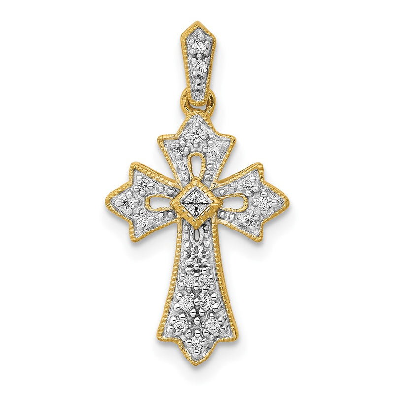 10K Yellow Gold 10K 1/10Ct. Diamond Fancy Cross Pendant