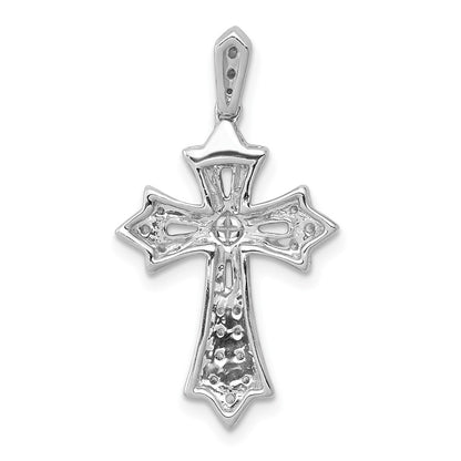 10K White Gold 10K 1/6Ct. Diamond Fleur De Lis Cross Pendant
