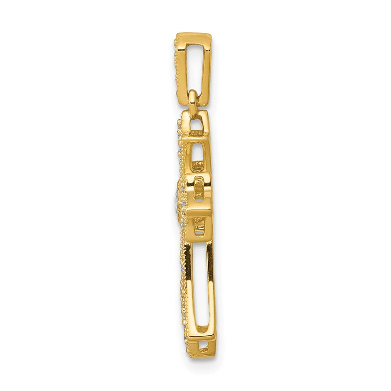 10K Yellow Gold 10K 1/6Ct. Diamond Fleur De Lis Cross Pendant