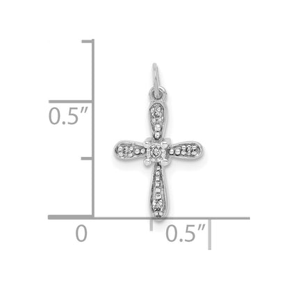 10K White Gold 10K .03Ct. Diamond Cross Charm