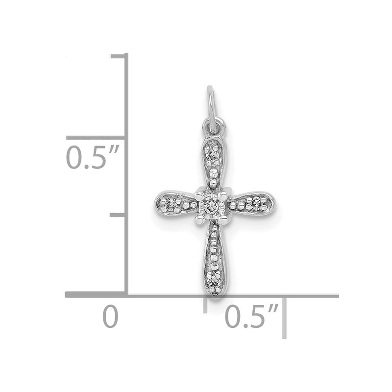10K White Gold 10K .03Ct. Diamond Cross Charm