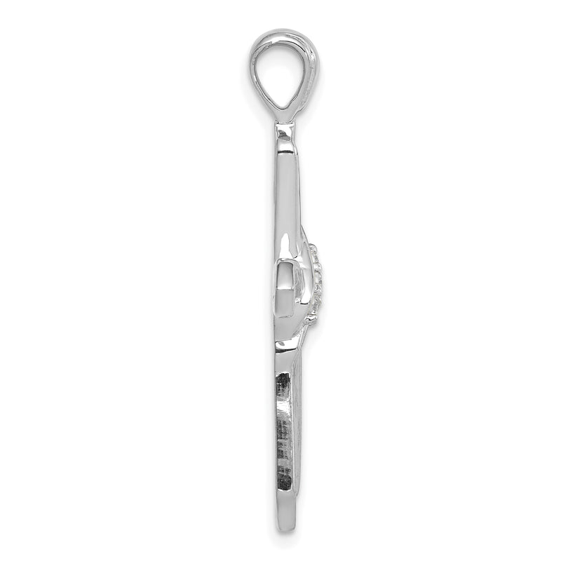 14k White Gold 1/20ct. Real Diamond Cross Pendant