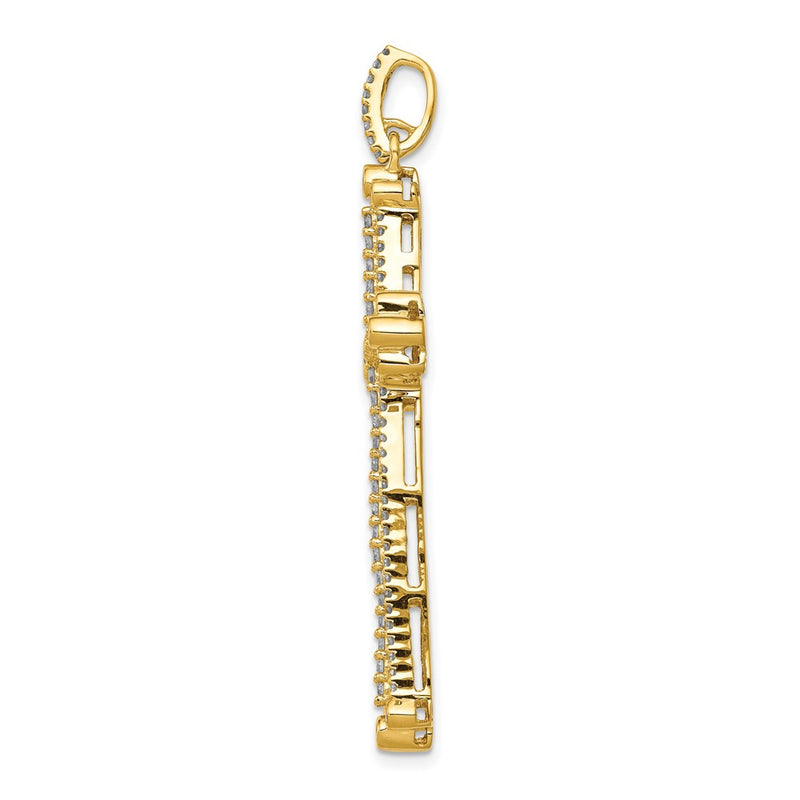 14k Yellow Gold 1 Ct. Lab Grown Diamond VS/SI+ G+ Budded Fancy Cross Pendant