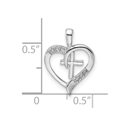 14k White Gold 14k White Gold Heart Cross Pendant Mounting