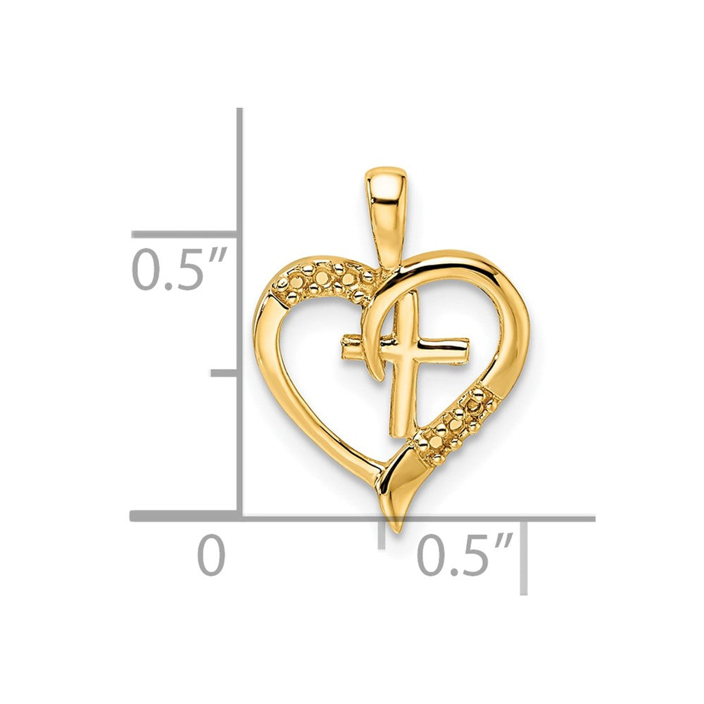14k Yellow Gold 14k Heart Cross Pendant Mounting