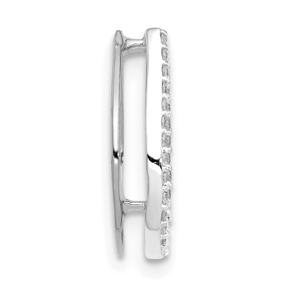 14k White Gold 1/6ct. Real Diamond Horseshoe Chain Slide