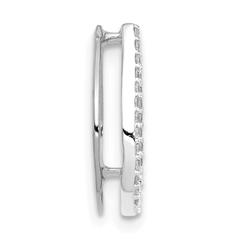 14k White Gold 1/6ct. Real Diamond Horseshoe Chain Slide