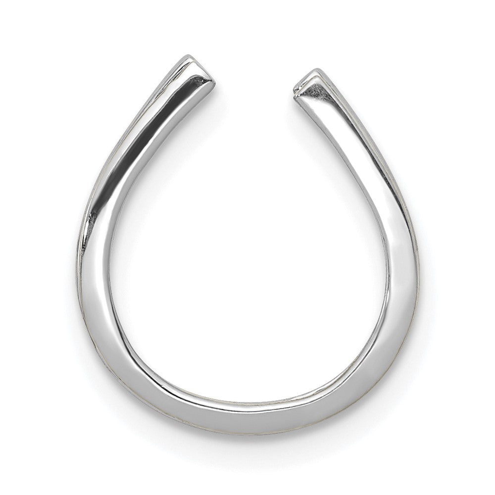 14k White Gold 1/6ct. Real Diamond Horseshoe Chain Slide