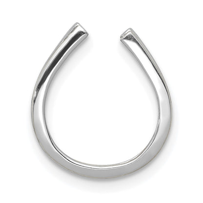 14k White Gold 1/6ct. Real Diamond Horseshoe Chain Slide