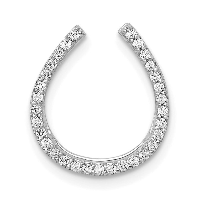 14k White Gold 1/6ct. Real Diamond Horseshoe Chain Slide