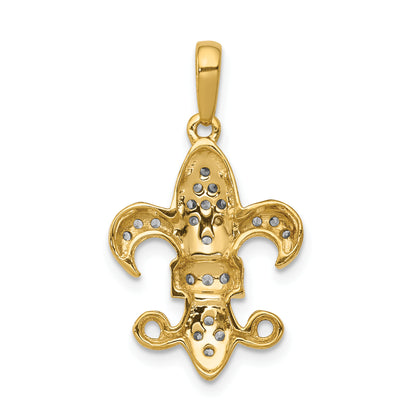 14k Yellow Gold 1/5 Ct. Lab Grown Diamond VS/SI+ G+ Fleur De Lis Pendant