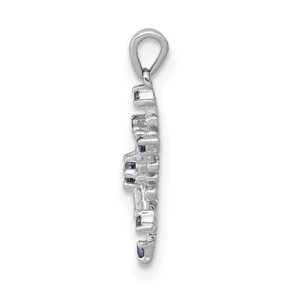 14K White Gold 1/10Ct. Blue And Diamond Snowflake Pendant