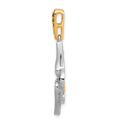 14k White Gold 14k White Gold w/ Yellow Rhodium, White and Champagne Diamond Slide