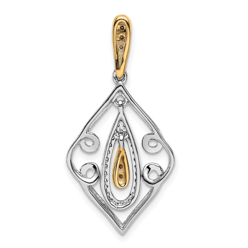 14k White Gold 14k White Gold w/ Yellow Rhodium, White and Champagne Diamond Slide