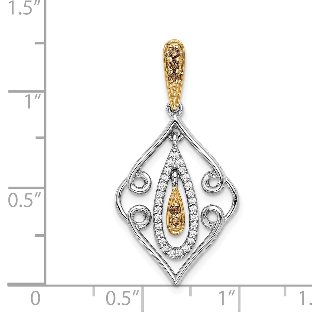 14k White Gold 14k White Gold w/ Yellow Rhodium, White and Champagne Diamond Slide