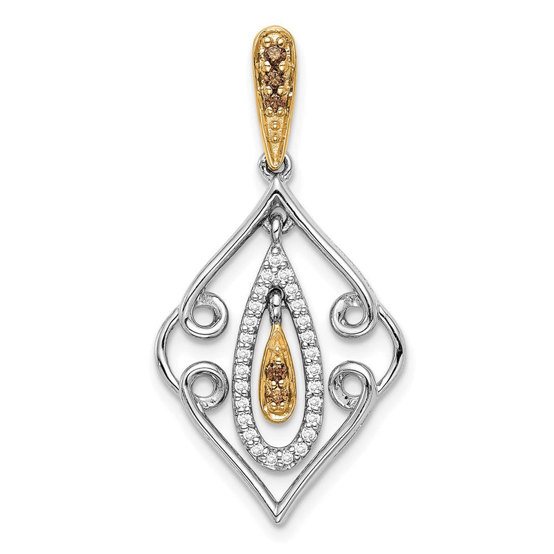 14k White Gold 14k White Gold w/ Yellow Rhodium, White and Champagne Diamond Slide