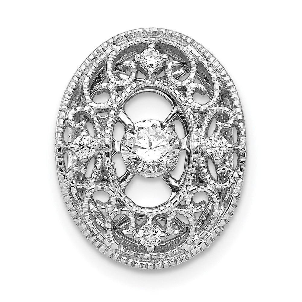 14k White Gold 1/4 Ct. Lab Grown Diamond VS/SI+ G+ Vibrant Oval Chain Slide Pendant