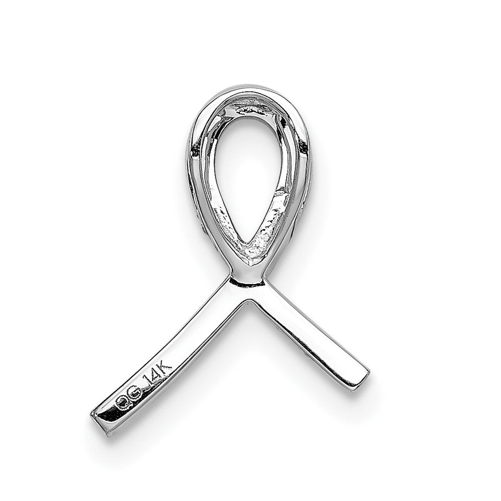 14k White Gold Awareness Pink Sapphire Slide Pendant