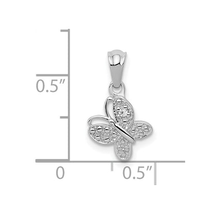 10K White Gold .01Ct. Diamond Butterfly Pendant