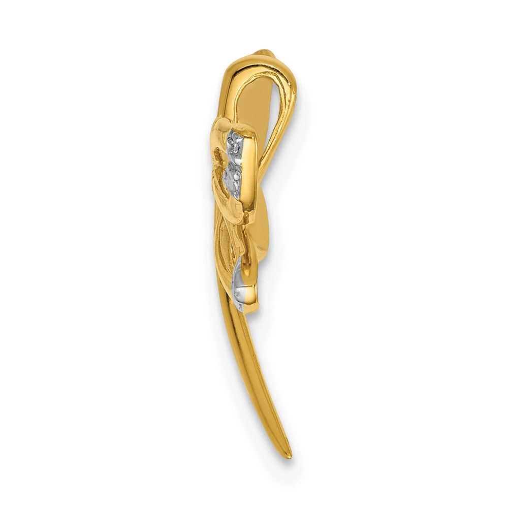 10K Yellow Gold Diamond W/Rhodium Accent Dragonfly Chain Slide
