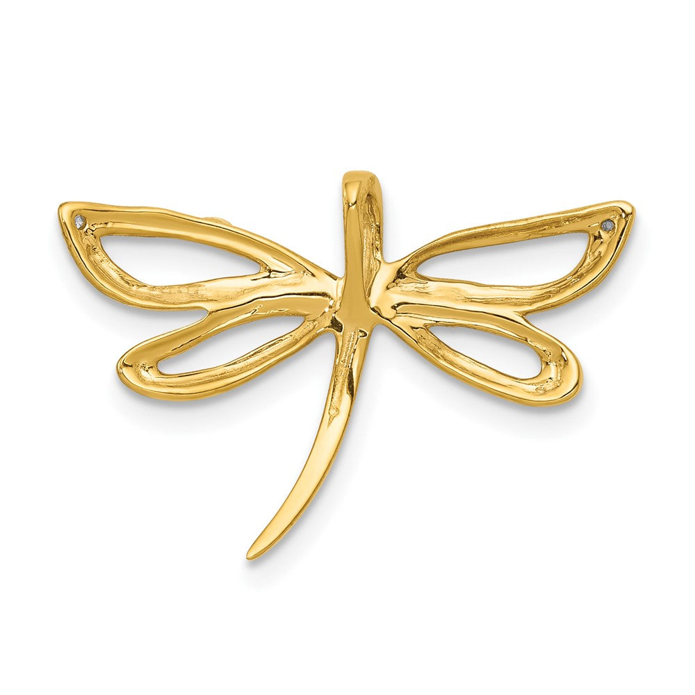 10K Yellow Gold Diamond W/Rhodium Accent Dragonfly Chain Slide