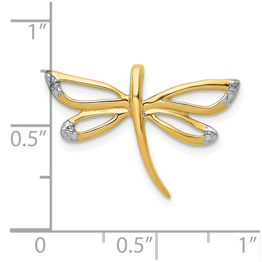 10K Yellow Gold Diamond W/Rhodium Accent Dragonfly Chain Slide