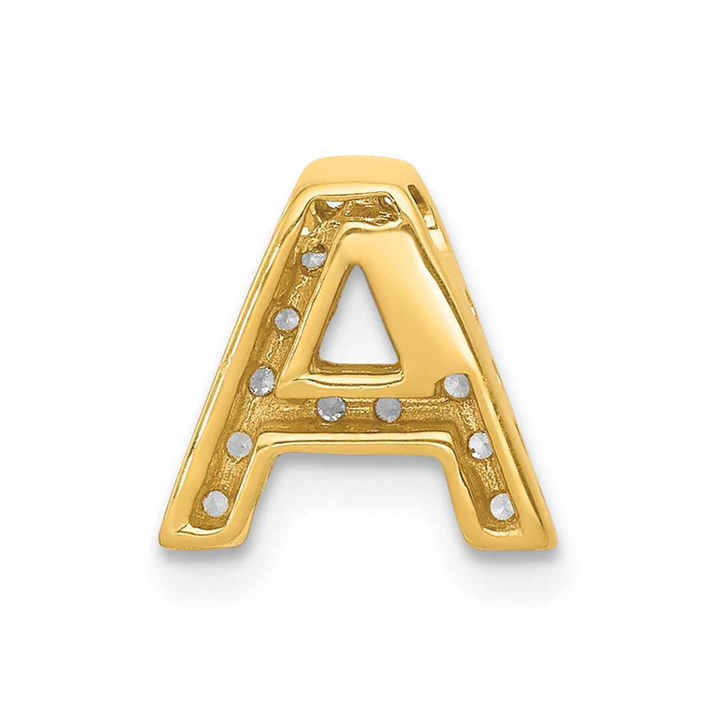 10K Yellow Gold 10K Diamond Letter A Initial Charm