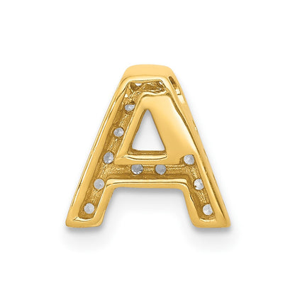 10K Yellow Gold 10K Diamond Letter A Initial Charm