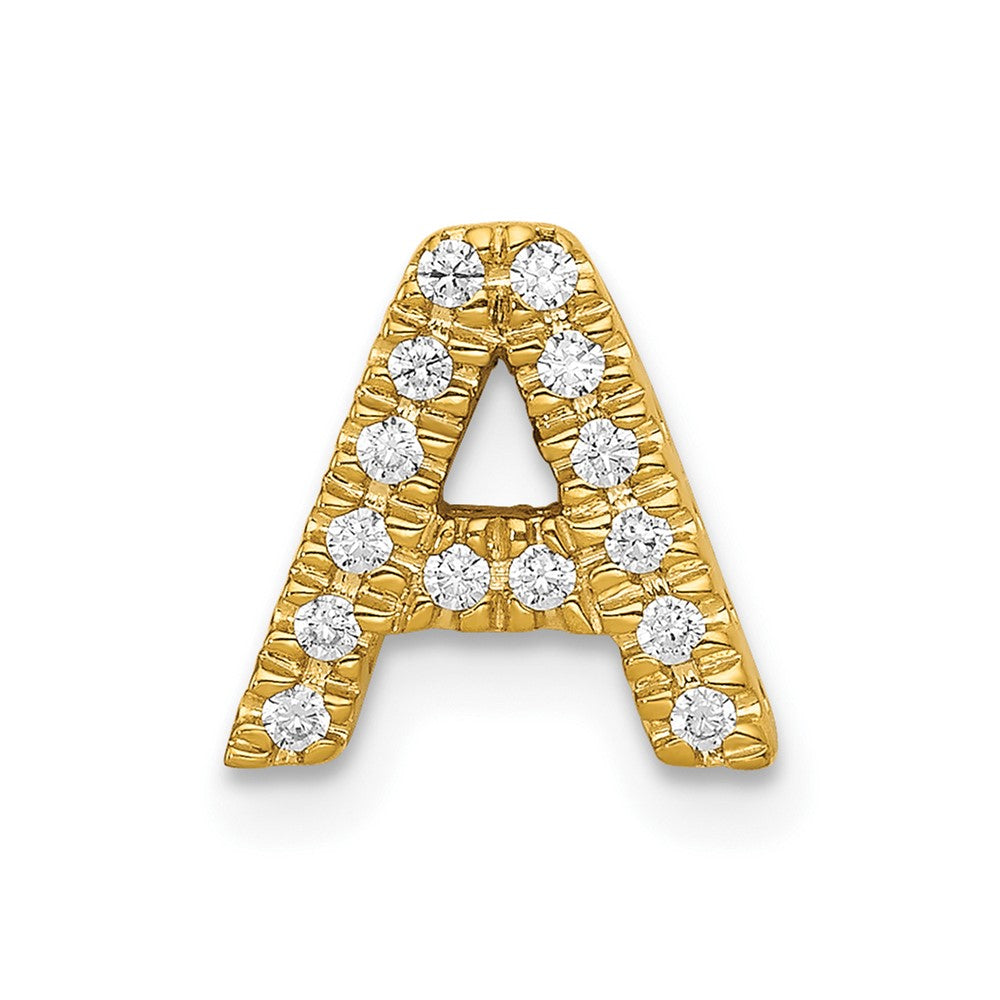 10K Yellow Gold 10K Diamond Letter A Initial Charm