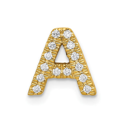10K Yellow Gold 10K Diamond Letter A Initial Charm