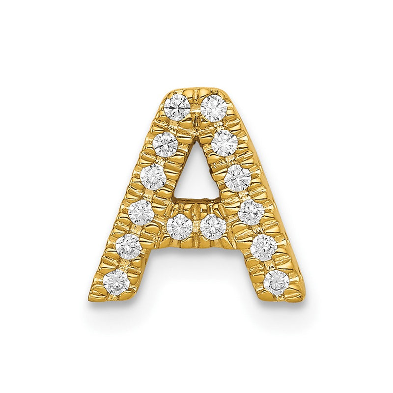 10K Yellow Gold 10K Diamond Letter A Initial Charm