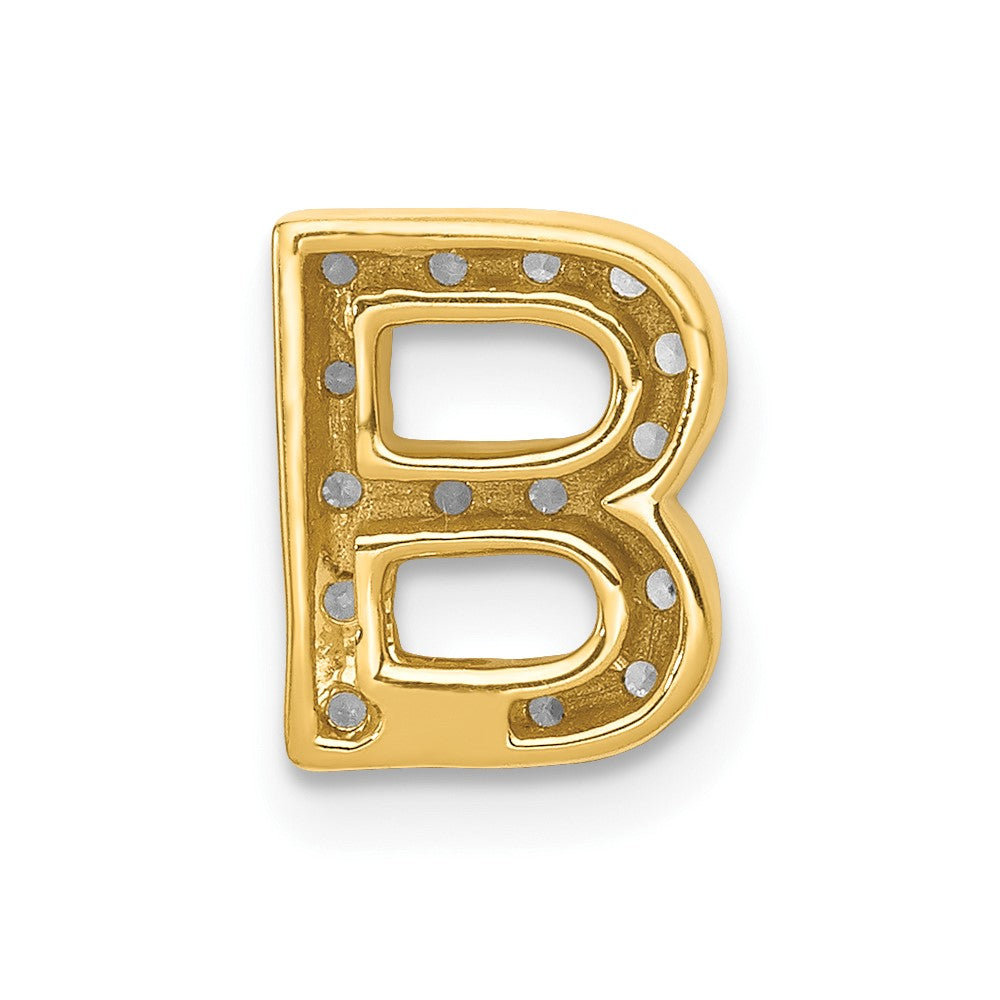 10K Yellow Gold 10K Diamond Letter B Initial Charm