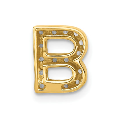 10K Yellow Gold 10K Diamond Letter B Initial Charm