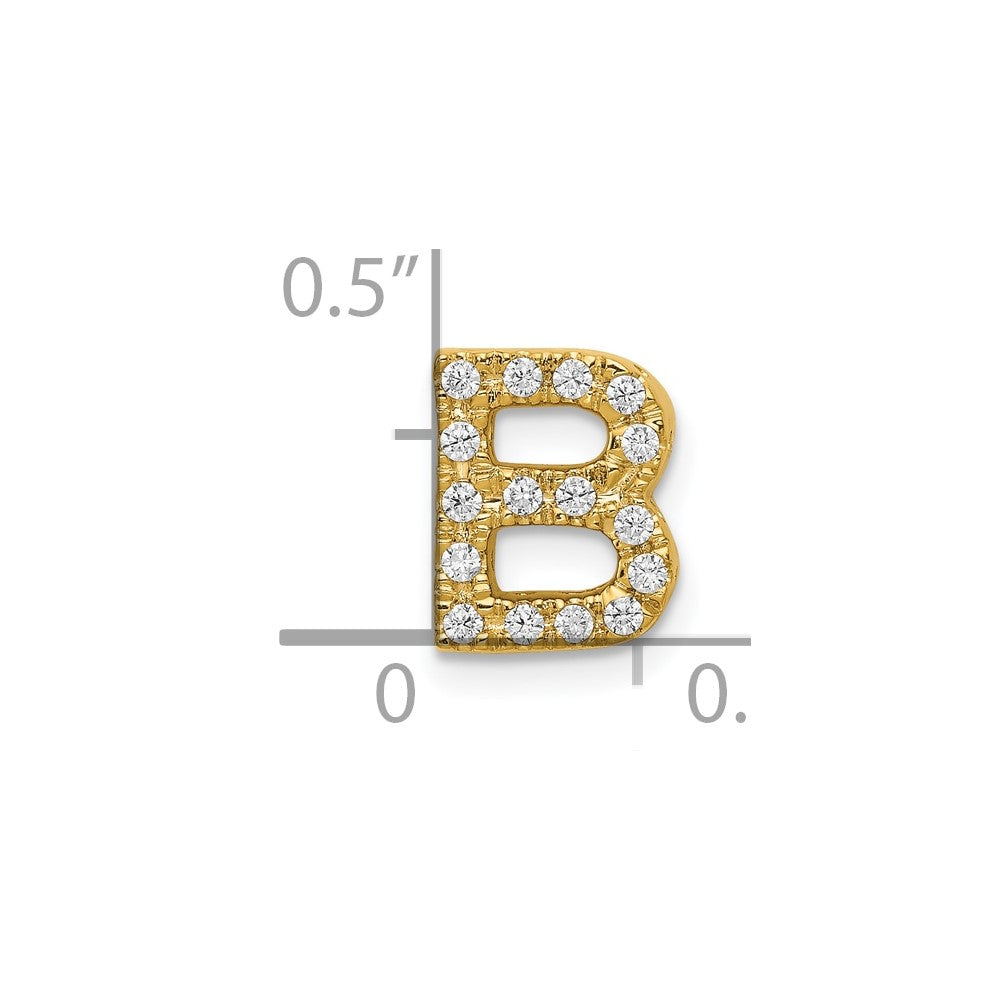 10K Yellow Gold 10K Diamond Letter B Initial Charm